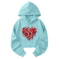 thumbnail image 3 of Tmtolofot Valentine's Heart Print Hoodies for Women Slim Cropped Hoodie Casual Hooded Sweatshirts Fashion Long Sleeve Pullover Tops Holiday Outfits Outwear New Years Eve Outfits Women Blue XXL, 3 of 6