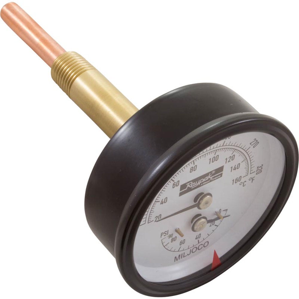 Temperature and Pressure Gauge, Raypak Heaters, 1/2", Bottom Walmart