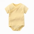 thumbnail image 2 of kpoplk Baby Boy Girl Bubble Romper Solid Color Bodysuit Short Sleeve Organic Cotton T-Shirt Size Newborns,Yellow, 2 of 5