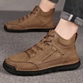 thumbnail image 2 of Mens Casual Shoes Summer Breathable Sneakers Loafers Walking Shoes Hand Made Lace-Up Leather Dress Flats Shoes for Driving Business Working Office, 2 of 5