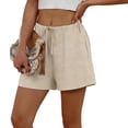 thumbnail image 5 of GUACER Casual Shorts for Women Linen High Waist Drawstring Shorts Summer Beach Flowy Shorts with Pockets, 5 of 7