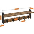 thumbnail image 2 of 24 Inch Wall Mount Coat Rack with Hooks and Shelf, Rustic Brown Wood and Black Iron Entryway Storage for Bathroom Hallway, 2 of 7