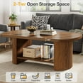 thumbnail image 3 of Tribesigns Table Basse Ovale 45,3 Pouces, Table Basse à 2 Niveaux avec Étagère de Rangement, Table Centrale Moderne avec Base Double en Bois pour Salon Chambre Appartement, Brun Rustique, 3 of 8