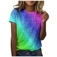 thumbnail image 3 of Womens T Shirts Summer Loose Short Sleeve Gradient Print Tops Spring 2026 Crew Neck Casual Basic Tees, 3 of 5