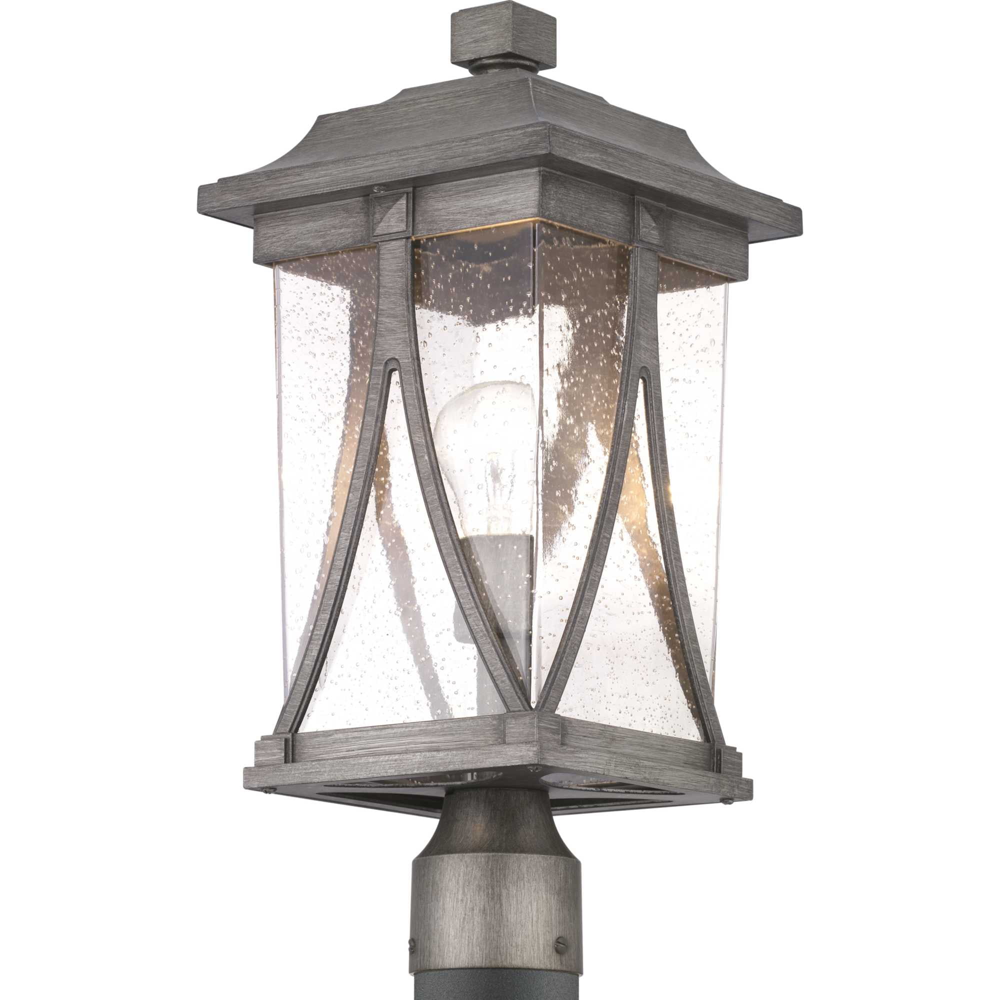 Progress Lighting, Abbott Collection, 1-Light Outdoor Post Lantern, Antique Bronze, Seeded Glass Shade
