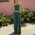 thumbnail image 4 of Pimfylm Womens Striped Two Piece Sets Summer Lounge Outfits Sailor Tube Top and Pants Matching Set Beach Vacation Travel Y2k Dark Green, L, 4 of 9