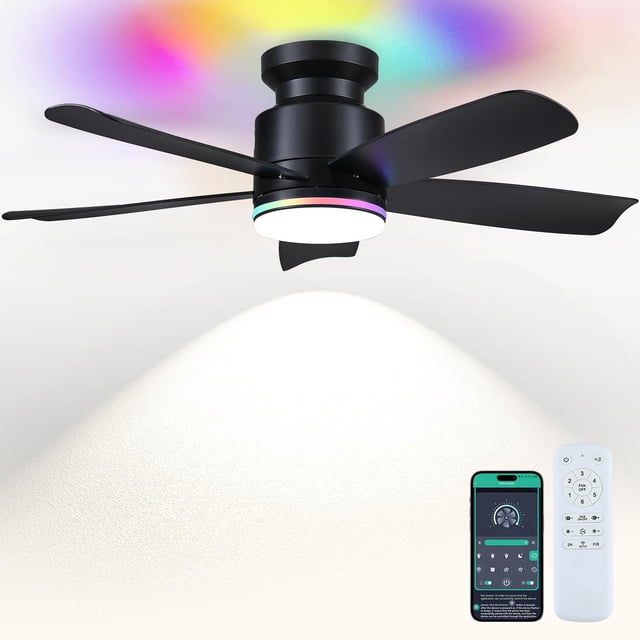 Ventilador de techo Wiviniya 104 cm con luces y mando a distancia negro