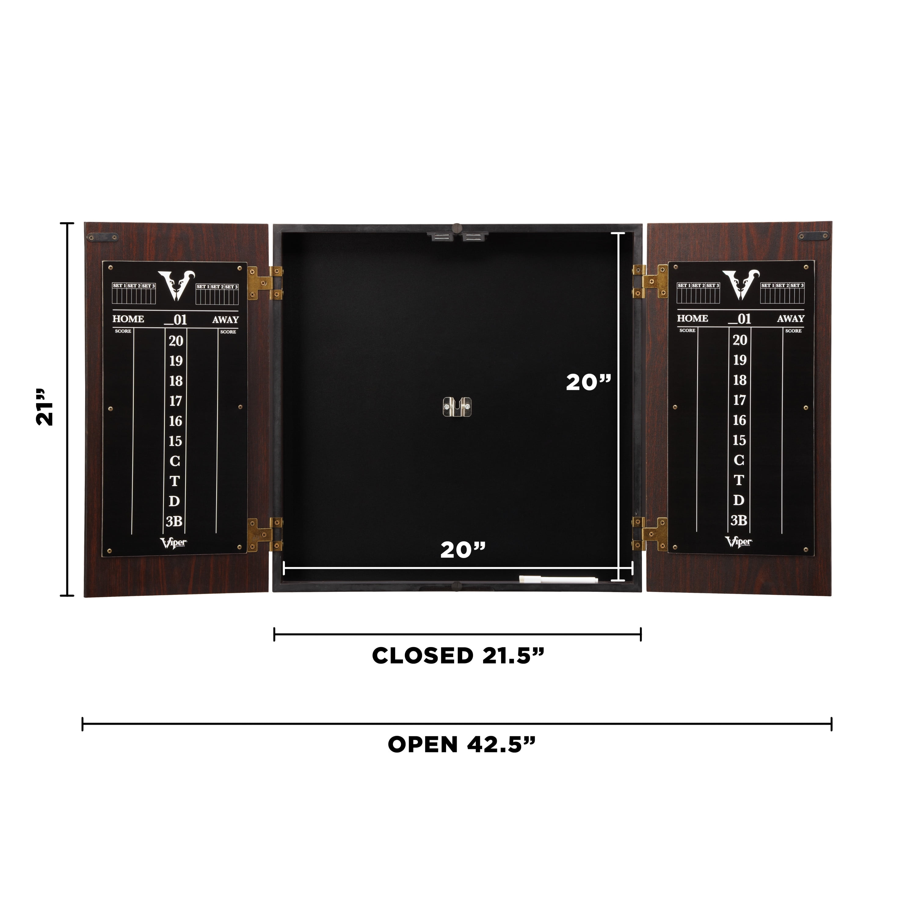 Viper Stadium Cabinet with Shot King Sisal Dartboard, Steel Tip Accessories Kit & "The Bull Starts Here" Throw Line Marker