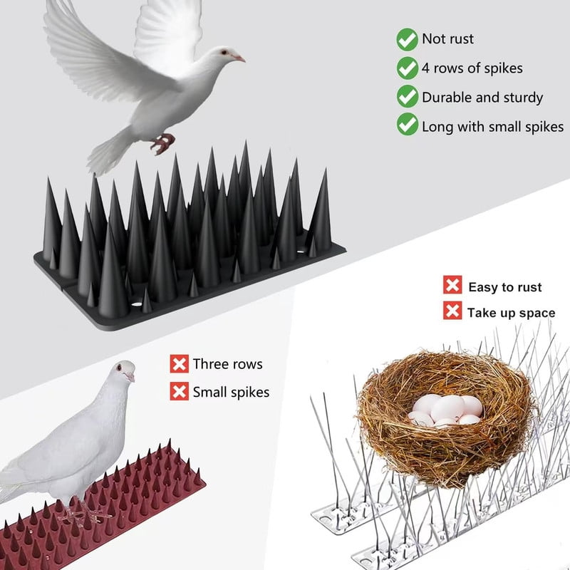 Bird Spikes for Outside, 20 Pack Bird Squirrel Raccoon Pigeon Cat Animal Deterrent Spikes for Bird Spikes for Anti Bird Defender Spikes Outdoor to Keep Birds Away and Keep Birds(5.7M/18.7feet)