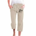thumbnail image 2 of Jsaierl Plus Size Cotton Linen Capris Pants Women Summer Elastic Waist Pant Casual Drawstring Comfy Trousers Print Lounge Palazzo Pants, 2 of 4