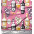 thumbnail image 1 of Soimoi Modal Satin Tissu Raisins, Verre de Vin & Bouteille Décor Tissu Imprimé Yard 42 Pouces de Large, 1 of 3