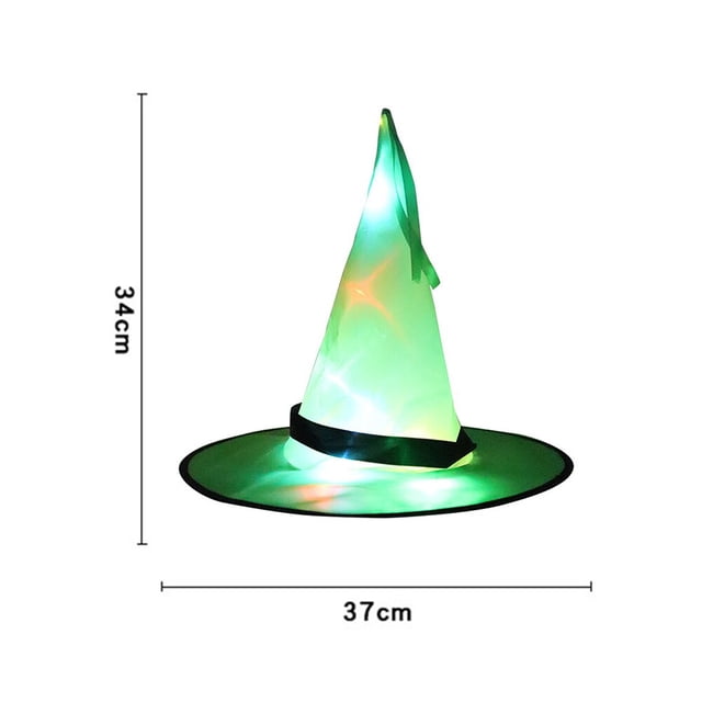 Sombrero de bruja LED brillante para decoración de Halloween, luces de Halloween para niños, adorno colgante para árbol al aire libre, accesorios de decoración para el hogar y el jardín Fivean unisex