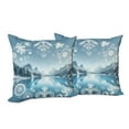 thumbnail image 3 of Ambesonne Lake Throw Pillow Cover Pack of 2, Mountain Scenery Folk Wreath, 2 Pcs-18"x18", Slate Blue Sky Blue, 3 of 5