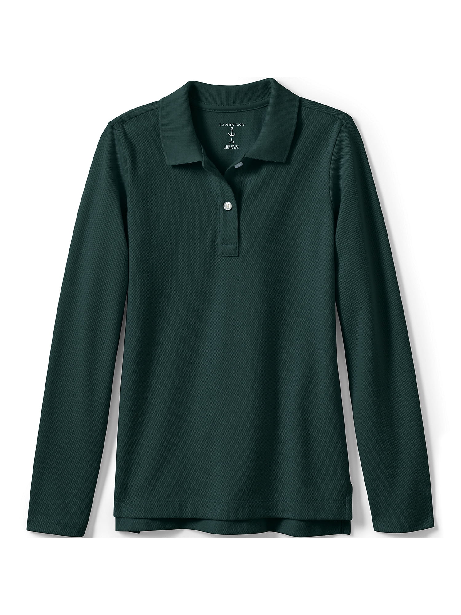 Lands' End School Uniform Girls Long Sleeve Feminine Fit Mesh Polo