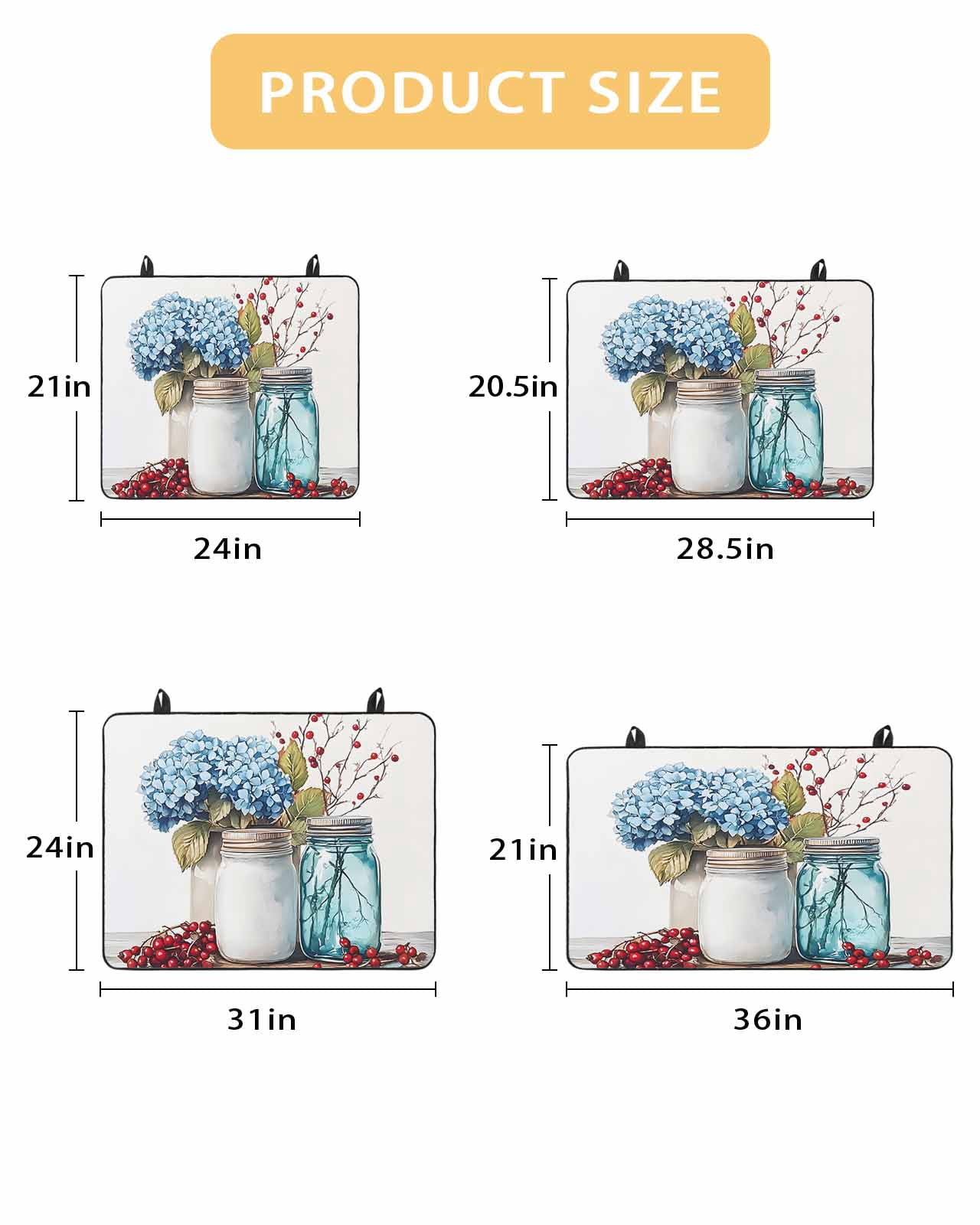 nqOlkjepod Large Induction Cooktop Protector Mat 31"x24", Spring Botanical Stove Top Covers for Electric Stove, Blue Floral Vase Watercolor Decorative Stove Burner Cover Mats, Glass Top Stove Cover