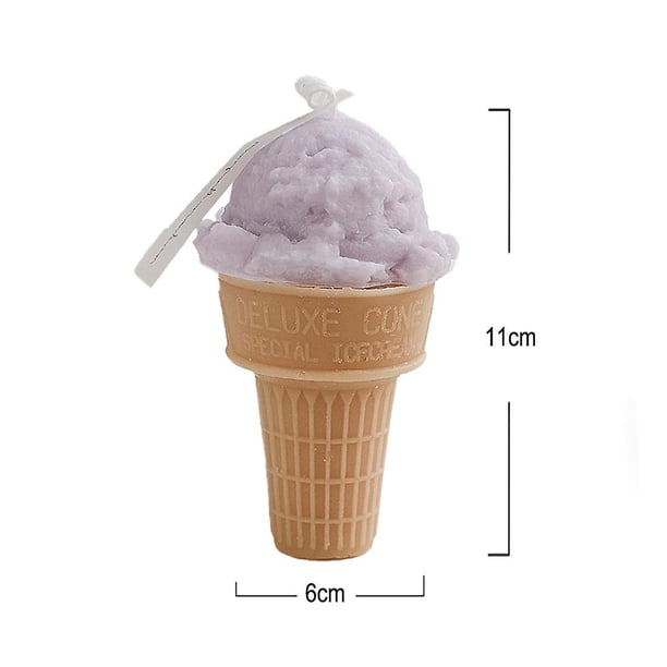 white 3 adornos de velas de postre falsos decoración cono de helado vela de aromaterapia cera de soja