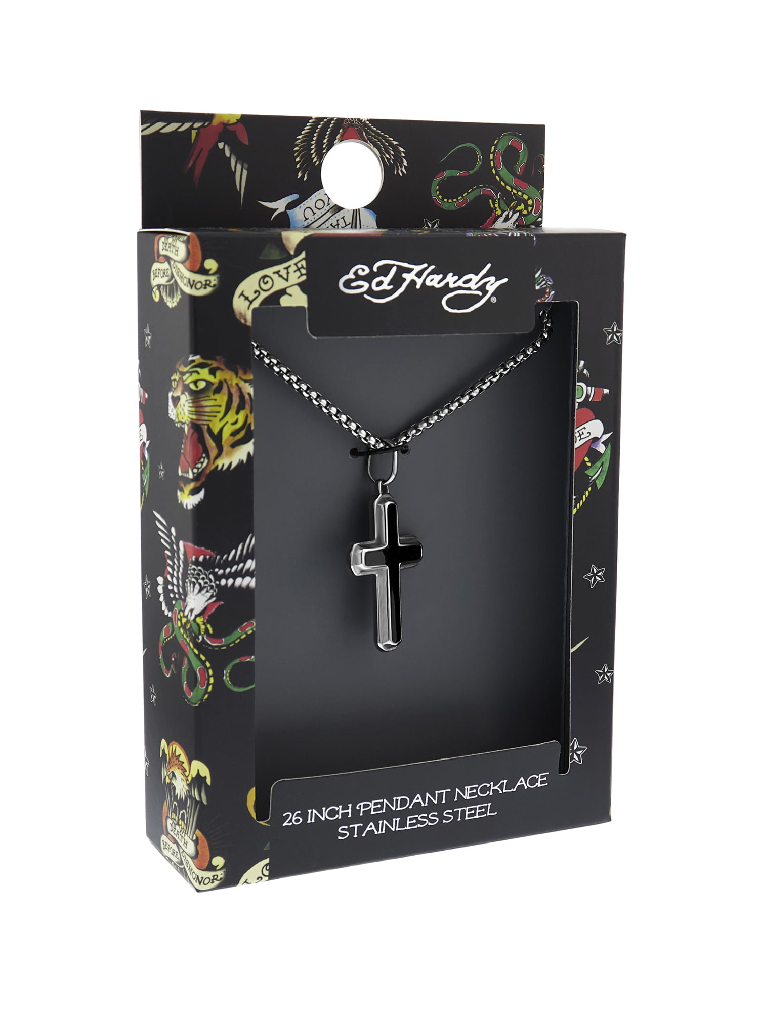 Ed Hardy - Brandclub - Men's Stainless Steel Silver-Tone Black