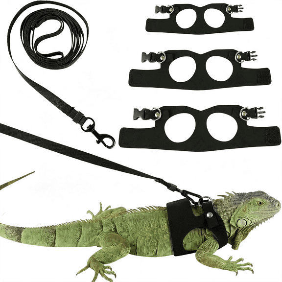 GASTROPOD 3 Pack Bearded Dragon Harness Leash Set,Adjustable Soft Leather Lizard Harness with Traction Rope,Reptile Training Walking Vest Accessories,Small Animal Outdoor Equipment for Squirrel