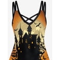 thumbnail image 3 of Rosegal Women's Plus Size Halloween Pumpkin Castle Print Dress, 3 of 5