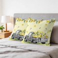 thumbnail image 6 of 26x26 Pillow Covers Set of 2, Summer Lemons Square Throw Pillow Covers for Couch/Sofa/Living Room, Rustic Black Plaid Truck Fruits Yellow Decorative Soft Pillowcases for Couch Throw Pillows, 6 of 9