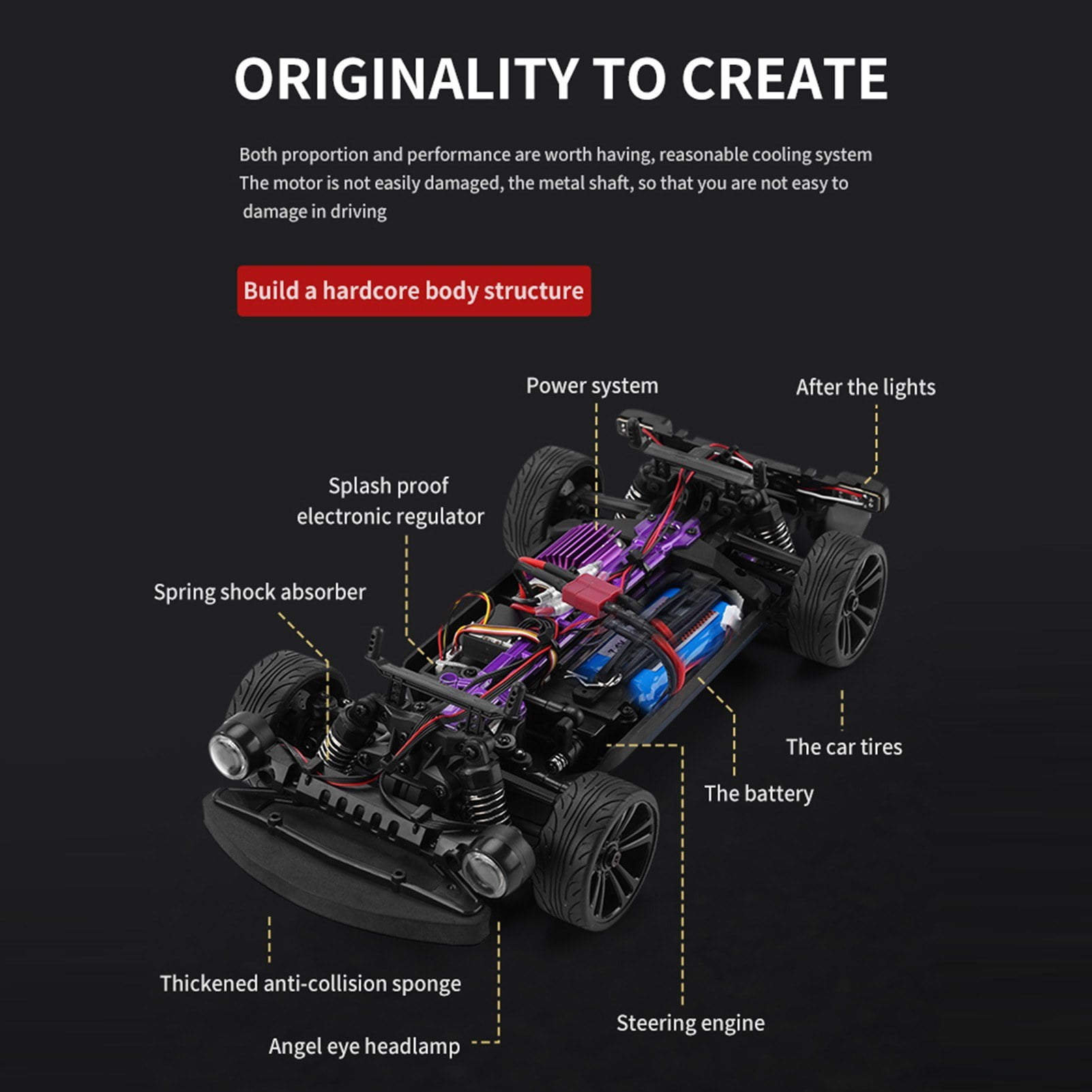 1/16 2.4GHz 4WD Remote Control Car 35km/h with Angel Eye Headlights