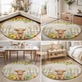thumbnail image 5 of Farm Highland Cattle Area Rugs 5' (Round) Farmhouse Sunflower Cow Fence Linen Texture Floor Rug&nbsp;Non Slip Low Pile Ultra Soft Throw Carpet for Entryway Indoor Entrance Kitchen Bathroom, 5 of 9