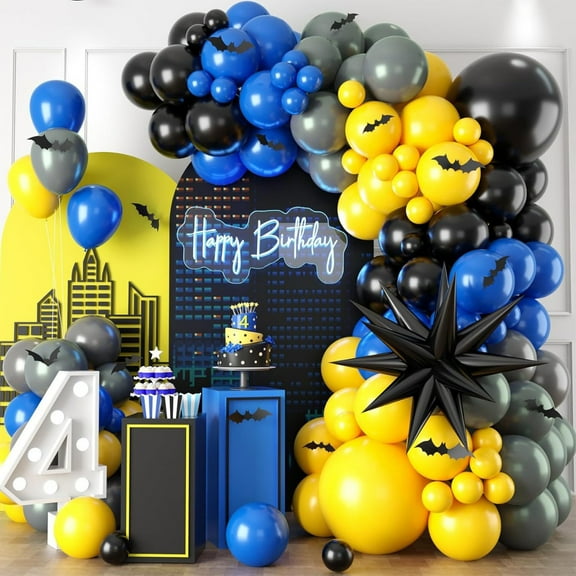 120 Pcs Balloon Arch Garland Kit for cartoong Theme Birthday, Holiday，Graduation,Party Decorations for Bat Theme Hero Birthday, Holiday,Graduation,Party Decorations