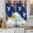 thumbnail image 6 of Blue Crane Swag Valances for Windows, Kitchen Window Curtains Over Sink, Vintage Red Teal Spring Floral Botanical Window Treatment Curtains for Living Room/Bedroom Curtains 2 Panel Sets 36"x45", 6 of 8