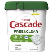 Cascade Free & Clear Action Pacs, Dishwasher Detergent, Lemon Essence, 62 Count
