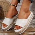 thumbnail image 3 of Rokment Women's Boho Espadrilles Platform Beach Slides Sandals 2026 Summer Casual Ethnic Retro Stitching Suede Open Toe Chunky Footbed Slip on Dress Slippers for Woman White Size 6, 3 of 7