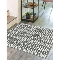 Unique Loom Matrix Trellis Collection Area Rug - Diamonds (7' Square Gray/Ivory)