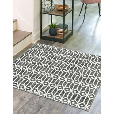 Unique Loom Matrix Trellis Collection Area Rug - Diamonds (7' Square Gray/Ivory)