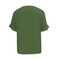 thumbnail image 6 of ClodeEU Women's Crew Neck Short Sleeve Henley Blouse,Casual Solid Color Linen Blend Top Green,Women's Plus XXXL, 6 of 8