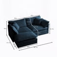 thumbnail image 5 of Modern Blue Chenille Two-Seater Sofa with Footrest and Ottoman, 85×80×75cm, Sturdy Frame, 5 of 11