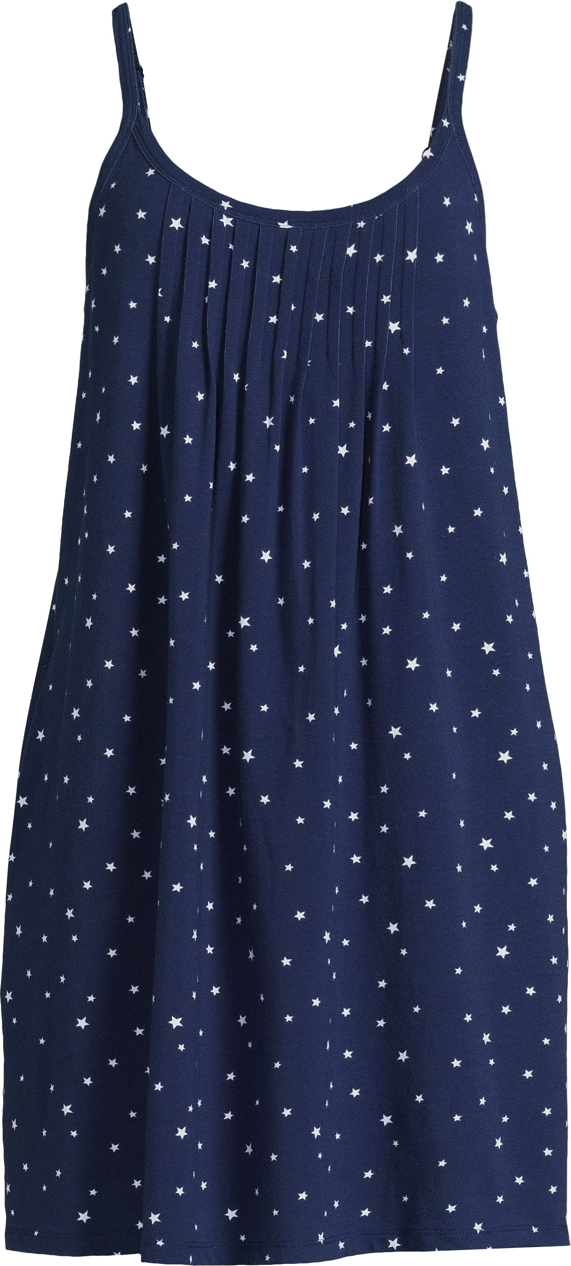 Joyspun Women's Cotton Blend Pleated Sleep Chemise with Pockets, Sizes S to 3X
