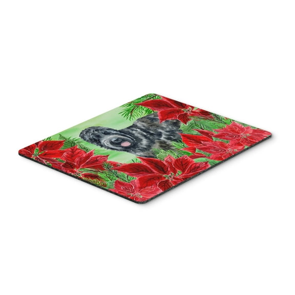 Black Russian Terrier Poinsettas Mouse Pad Hot Pad or Trivet