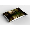 thumbnail image 2 of Ambesonne Forest Pillow Sham 2 Pack, Deer Foggy Lake, 36"x20", Fern Green Brown Cocoa, 2 of 3