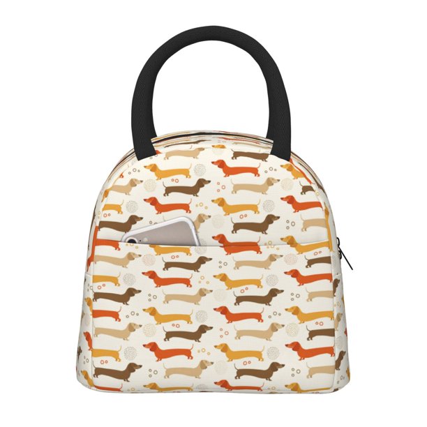 Fotbe Dachshund Bolsa de Almuerzo con Estampado, Lonchera Aislada, Contenedor de Comida Reutilizable Tipo Cooler a Prueba de Fugas