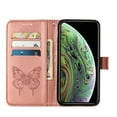 thumbnail image 6 of Dteck Compatible with Apple iPhone X,iPhone XS Bling Diamond Wallet Phone Case with Wrist Strap,Shockproof Embossed Pattern PU Leather Magnetic Flip Holder Card Slots Protective Case,Rosegold, 6 of 9