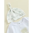 thumbnail image 5 of Hirigin Newborn Baby Boy Coming Home Outfit Hello I'm New Here Long Sleeve Romper Animal Print Pants Hat 3Pcs Clothes Set, 5 of 8