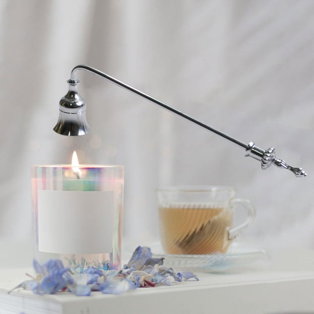 Herramienta para rapé de velas, extintor de velas, mecha, cubierta de extinción, Material metálico, 3,5 cm, en forma de campana para amantes de las , Plateado