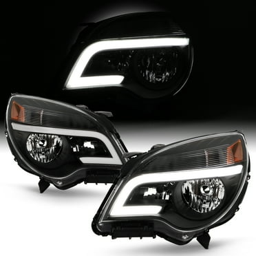 AKKON - Fits 2010-2017 Chevy Equinox LT / LS [LED Tube Running] Projector Black Headlights Pair Driver   Passenger Replacement