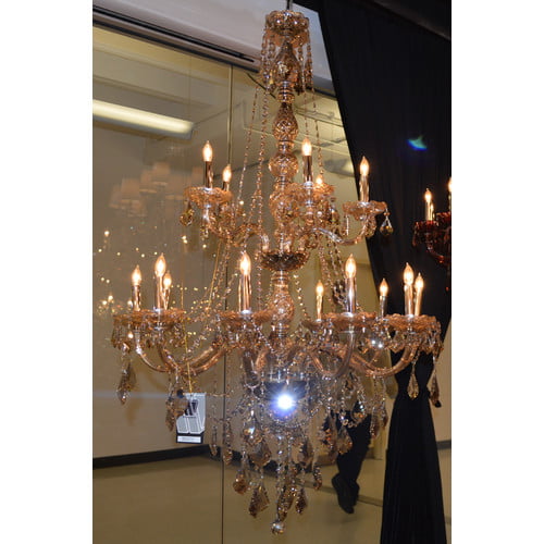 Provence Collection 15 Light Chrome Finish and Golden Teak Crystal Chandelier 33