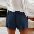 thumbnail image 5 of Women's Shorts Cotton Casual Shorts Women'S New European Version Of Solid Color High Waist Fold Loose Straight Leg Pants,Blue Women's Shorts L, 5 of 5