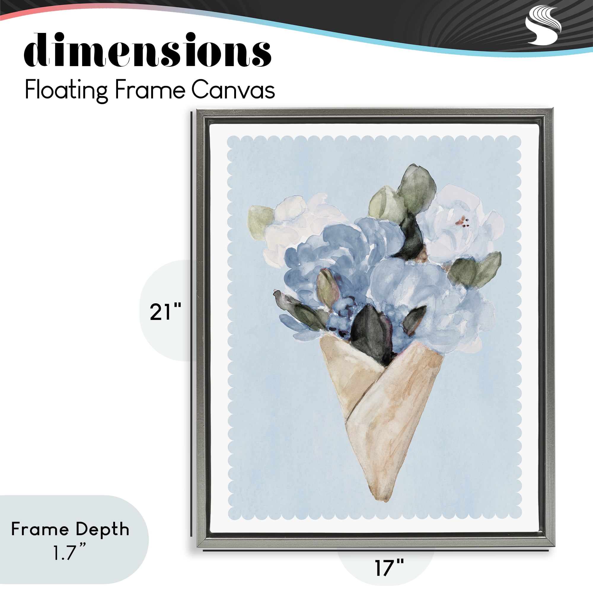 Stupell Industries Blue Gift Bouquet Gray Framed Floater Canvas Wall Art, design by Lanie Loreth