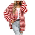 thumbnail image 1 of Women's Color Block Rib Knit V-Neck Button Down Cardigan Long Sleeve Slim Fit Casual Sweater Coat, 1 of 8