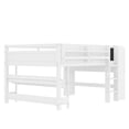 thumbnail image 5 of Harper & Bright Designs Full Size Loft Bed with Bookcases and Desk, Solid Wood Low Loft Bed Frame with Drawers and Blackboard for Boys and Girls, White, 5 of 10