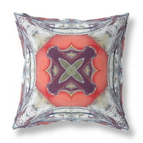 18â€ Gray Peach Geo Tribal Indoor Outdoor Throw Pillow
