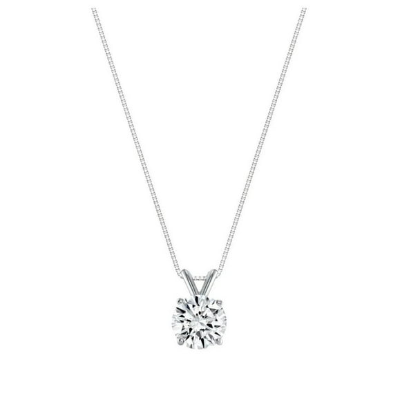 1 Ct Round Cut Lab-Created Diamond Solitaire Necklace 14K White Gold Plated