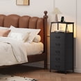 thumbnail image 2 of Eunos Black Tall Nightstand with Charging Station and LED for Bedroom, 5 Drawer with Storage Shelfs, 2 of 8